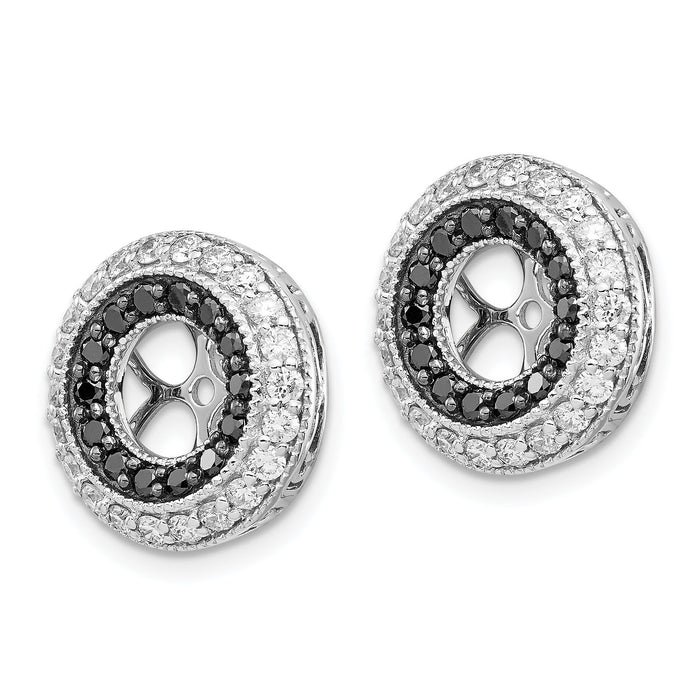 14k White Gold Black and White Diamond Earring Jackets-EJM5296-BK-100-WA