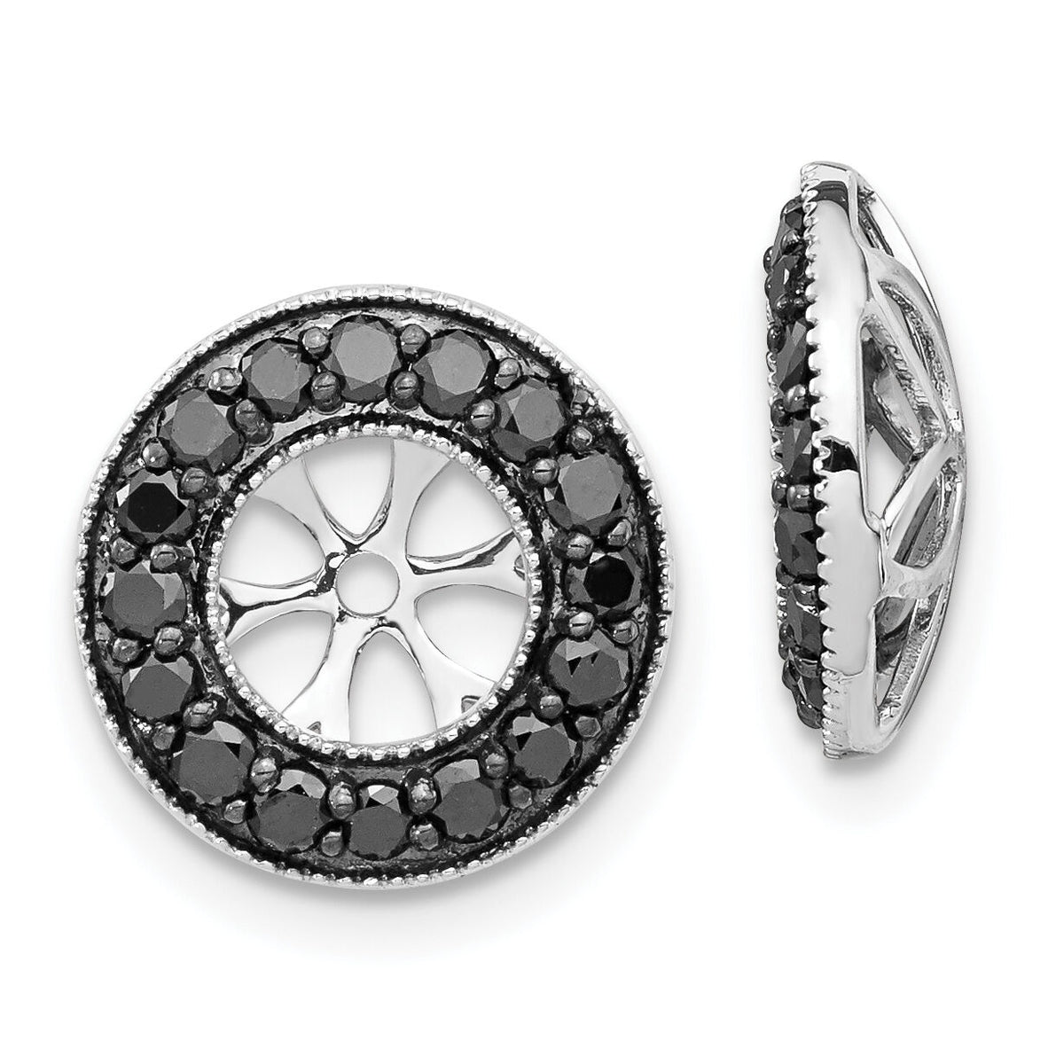 14k White Gold 3/4ct Black Diamond Earring Jackets-EJM5300-BK-075-WA
