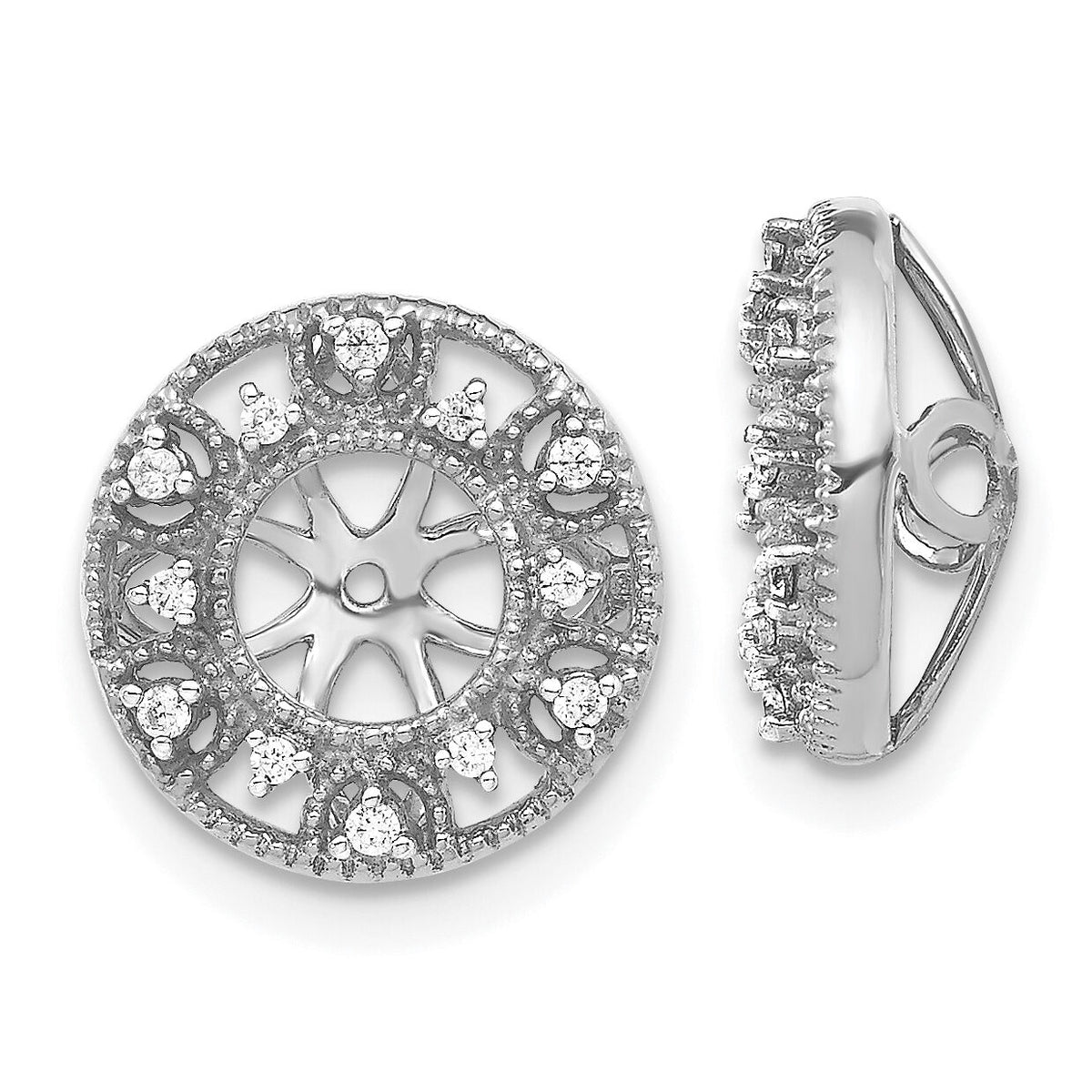 14k White Gold Fancy 1/10ct Diamond Earring Jackets-EJM5301-010-WA