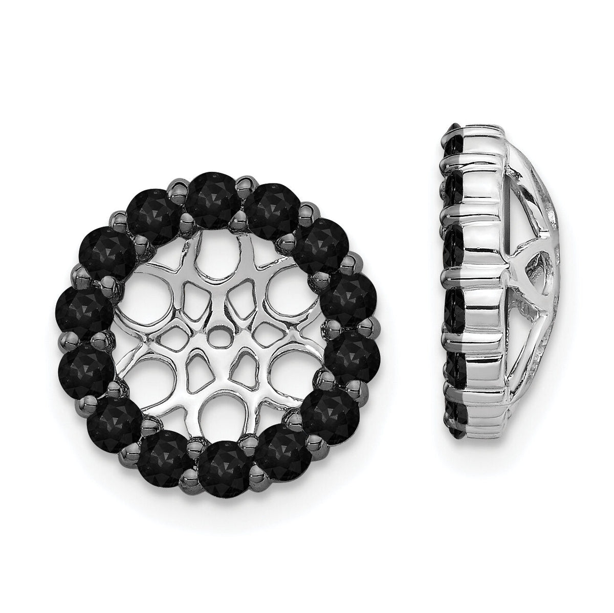 14k White Gold Black Diamond Earring Jackets-EJM5309-BK-100-WA