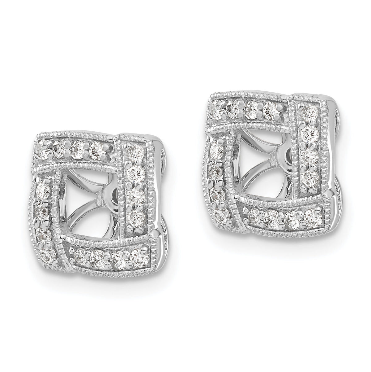 14k White Gold Diamond Square Earring Jackets-EJM5312-033-WA