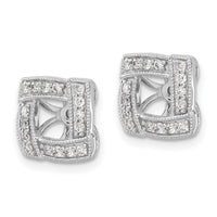 14k White Gold Diamond Square Earring Jackets-EJM5312-033-WA