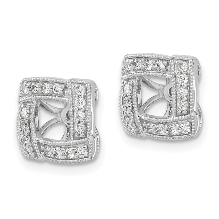 14k White Gold Diamond Square Earring Jackets-EJM5312-033-WA
