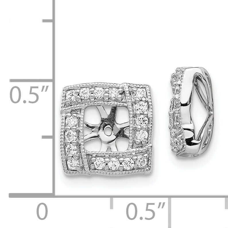 14k White Gold Diamond Square Earring Jackets-EJM5312-033-WA