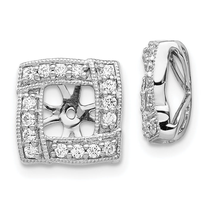 14k White Gold Diamond Square Earring Jackets-EJM5312-033-WA