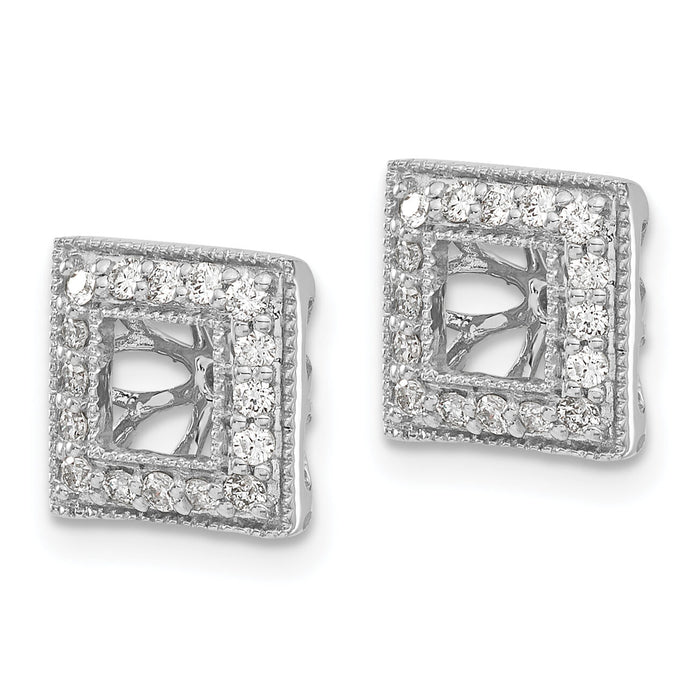 14k White Gold Diamond Square Jacket Earrings-EJM5313-033-WA