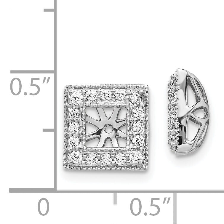 14k White Gold Diamond Square Jacket Earrings-EJM5313-033-WA