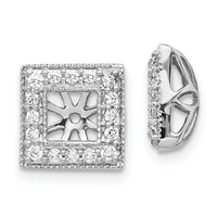 14k White Gold Diamond Square Jacket Earrings-EJM5313-033-WA