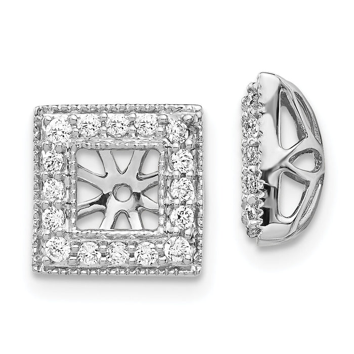 14k White Gold Diamond Square Jacket Earrings-EJM5313-033-WA