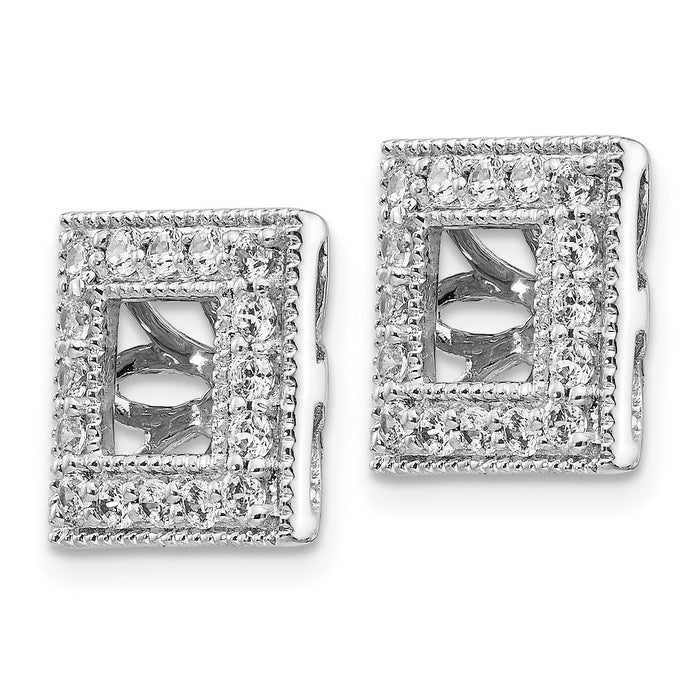 14k White Gold Diamond Square Jacket Earrings-EJM5313-050-WA