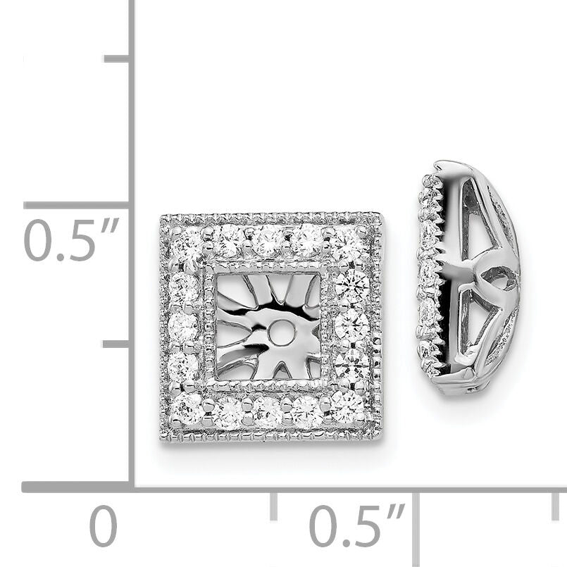 14k White Gold Diamond Square Jacket Earrings-EJM5313-050-WA