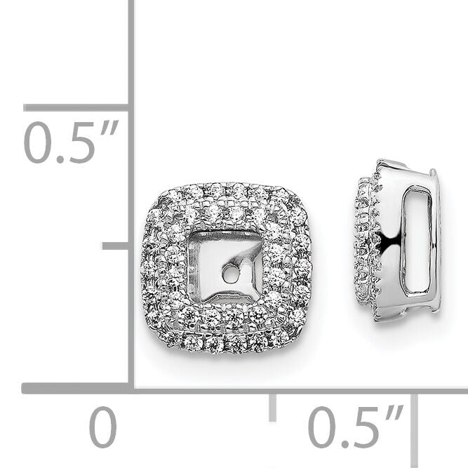 14k White Gold Diamond Square Earring Jackets-EJM5314-025-WA