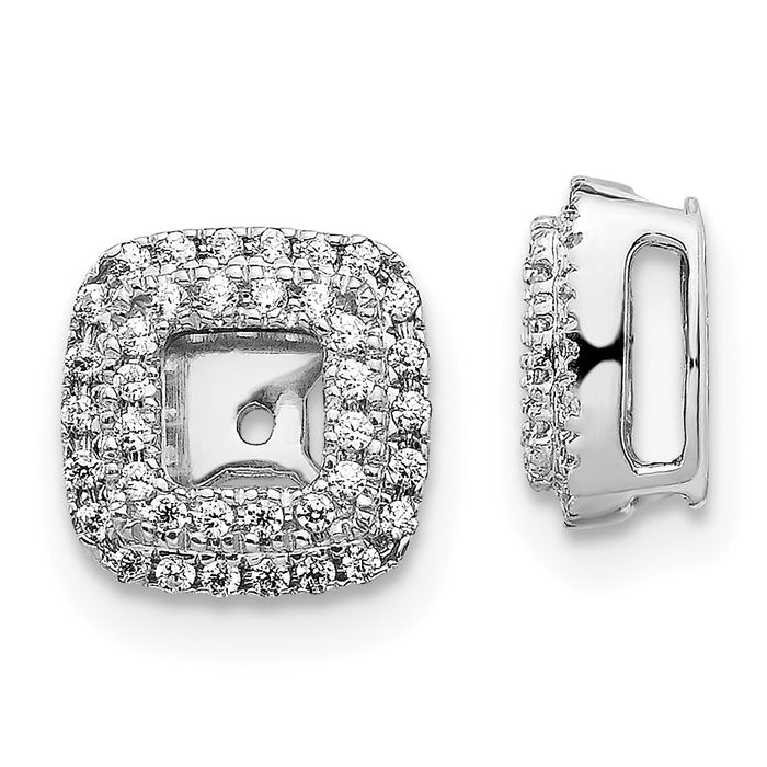 14k White Gold Diamond Square Earring Jackets-EJM5314-025-WA
