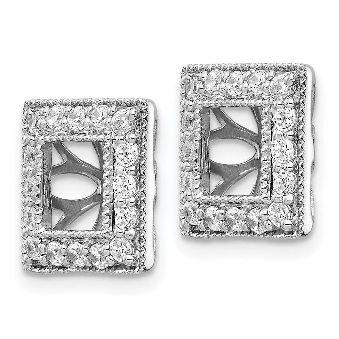 14k White Gold Diamond Square Jacket Earrings-EJM5315-050-WA