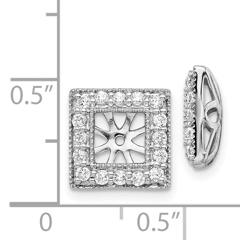 14k White Gold Diamond Square Jacket Earrings-EJM5315-050-WA