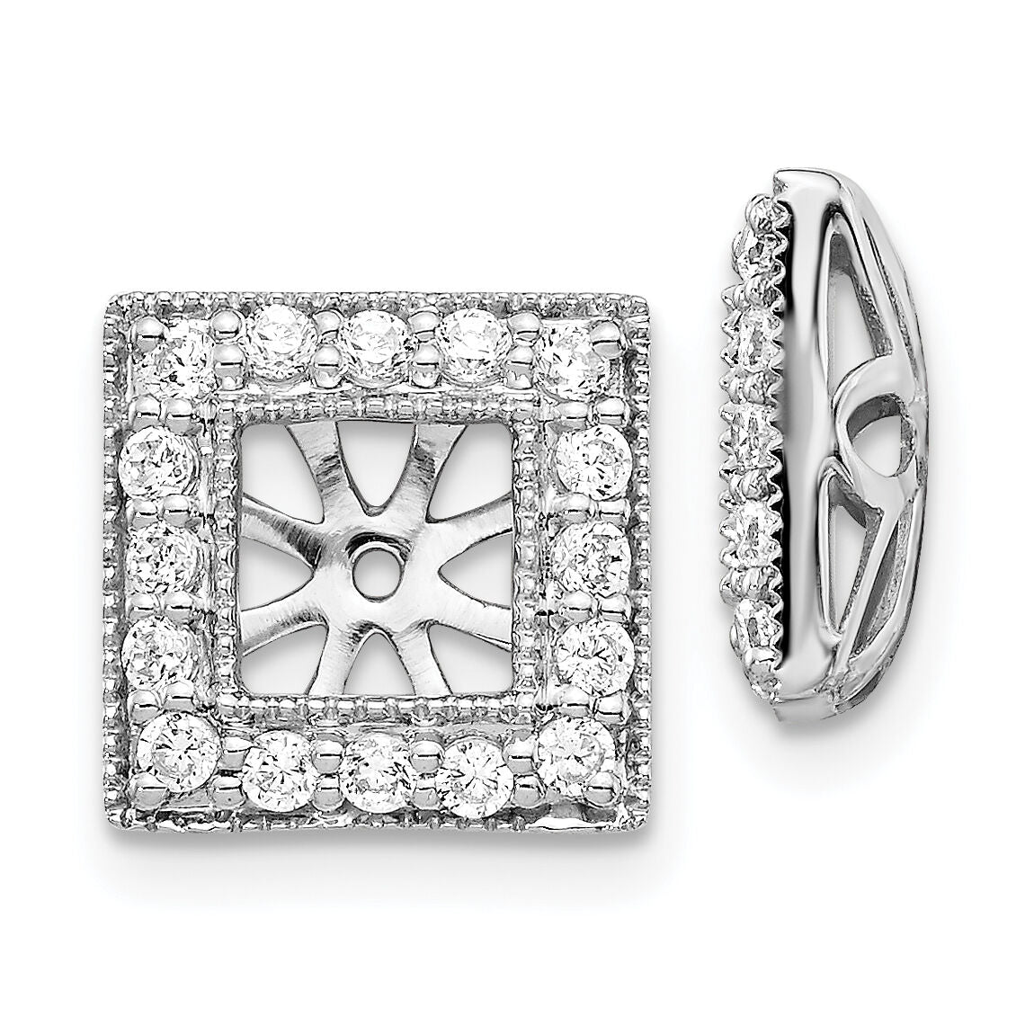 14k White Gold Diamond Square Jacket Earrings-EJM5315-050-WA