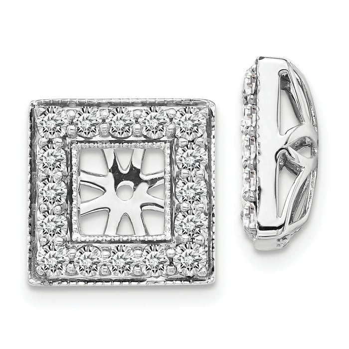 14k White Gold Diamond Square Jacket Earrings-EJM5315-088-WA