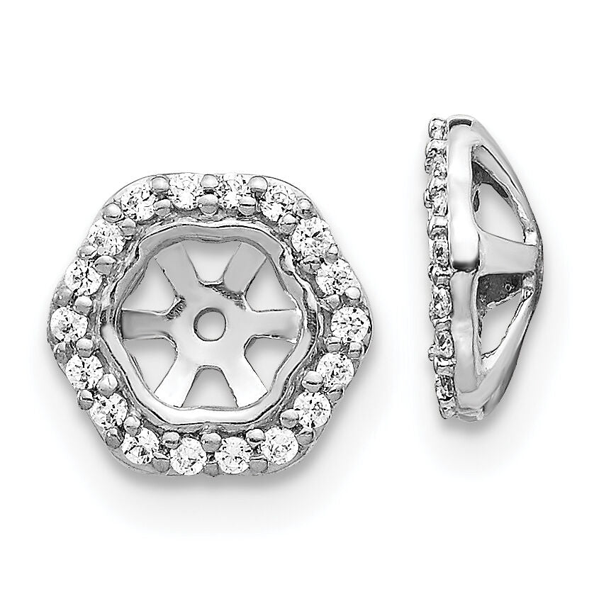 14k White Gold Hexagon Diamond Earring Jackets-EJM5316-016-WA