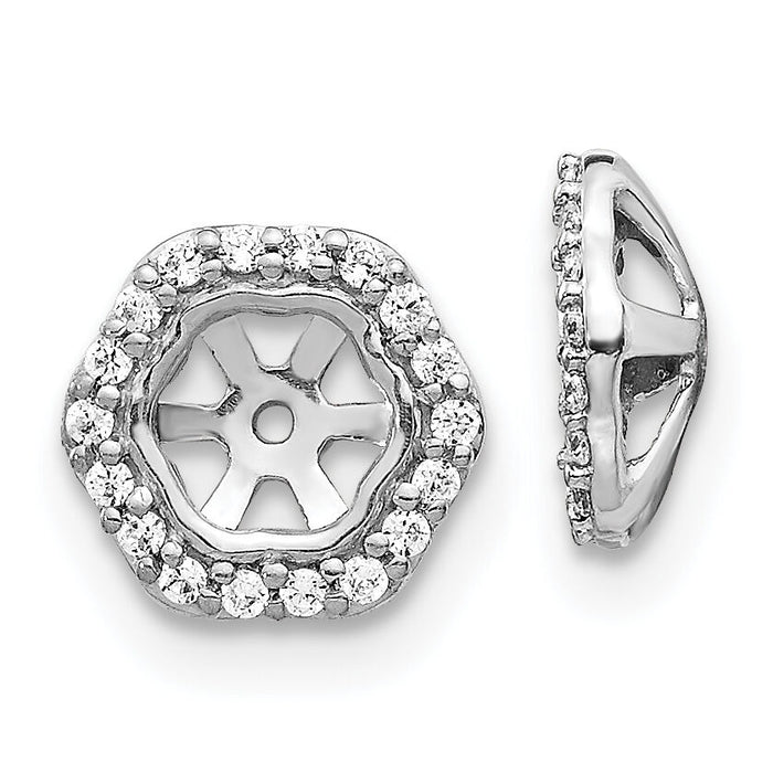 14k White Gold Hexagon Diamond Earring Jackets-EJM5316-016-WA