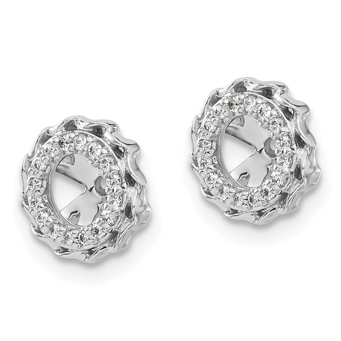 14k White Gold Twisted Edge Diamond Earring Jackets-EJM5318-010-WA