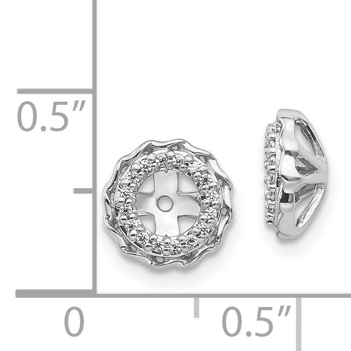 14k White Gold Twisted Edge Diamond Earring Jackets-EJM5318-010-WA