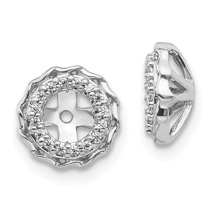 14k White Gold Twisted Edge Diamond Earring Jackets-EJM5318-010-WA