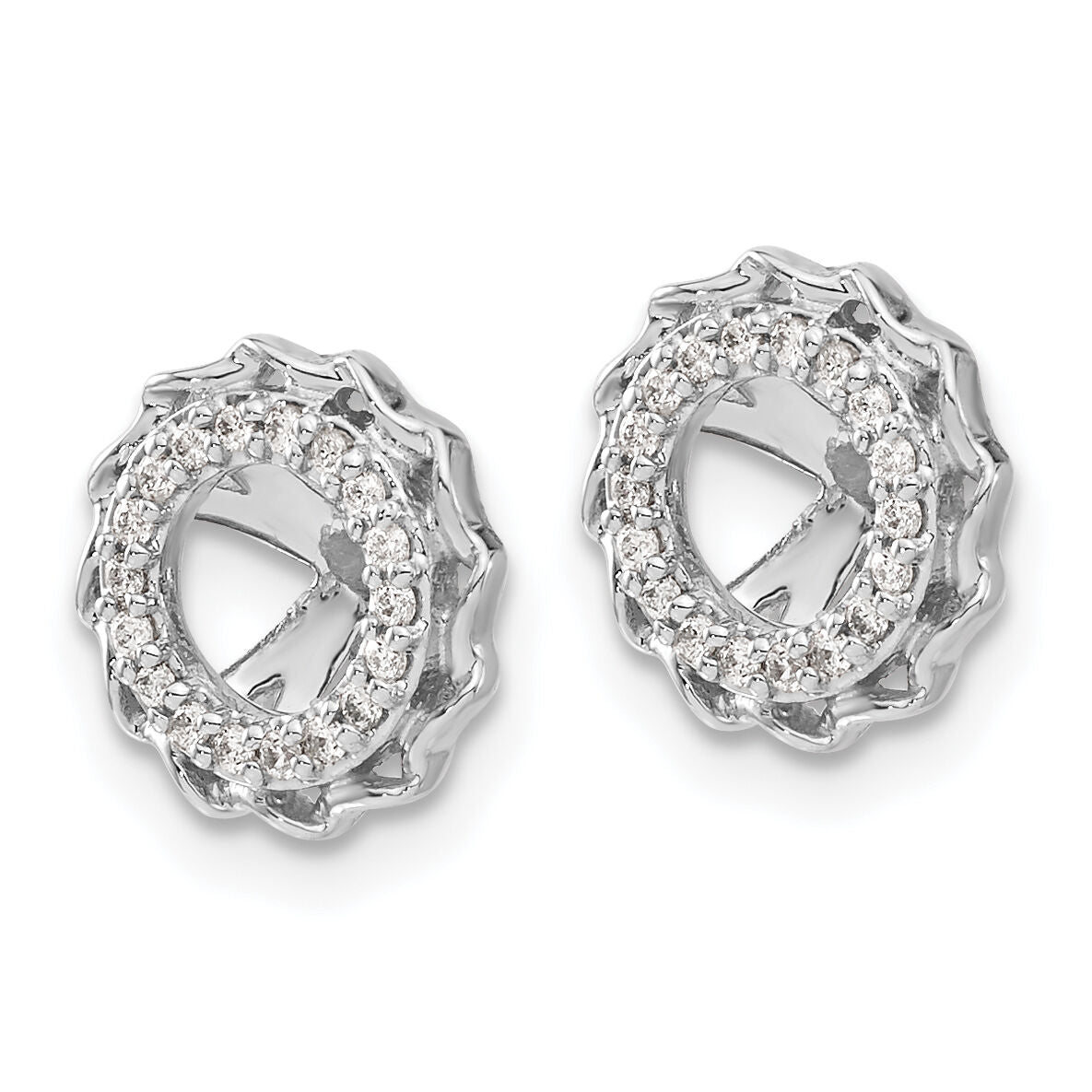 14k White Gold Twisted Edge Diamond Earring Jackets-EJM5318-016-WA
