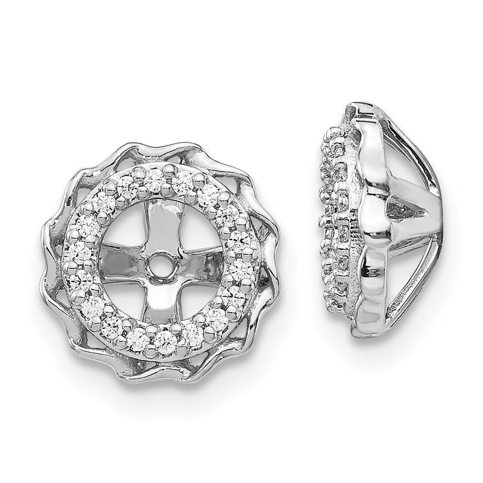 14k White Gold Twisted Edge Diamond Earring Jackets-EJM5318-016-WA