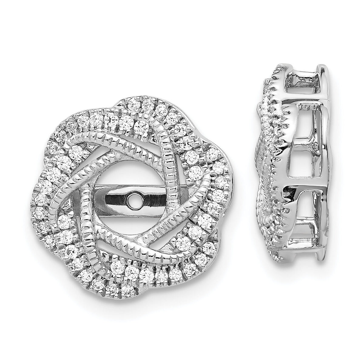 14k White Gold Diamond Jacket Earrings-EJM5321-033-WA
