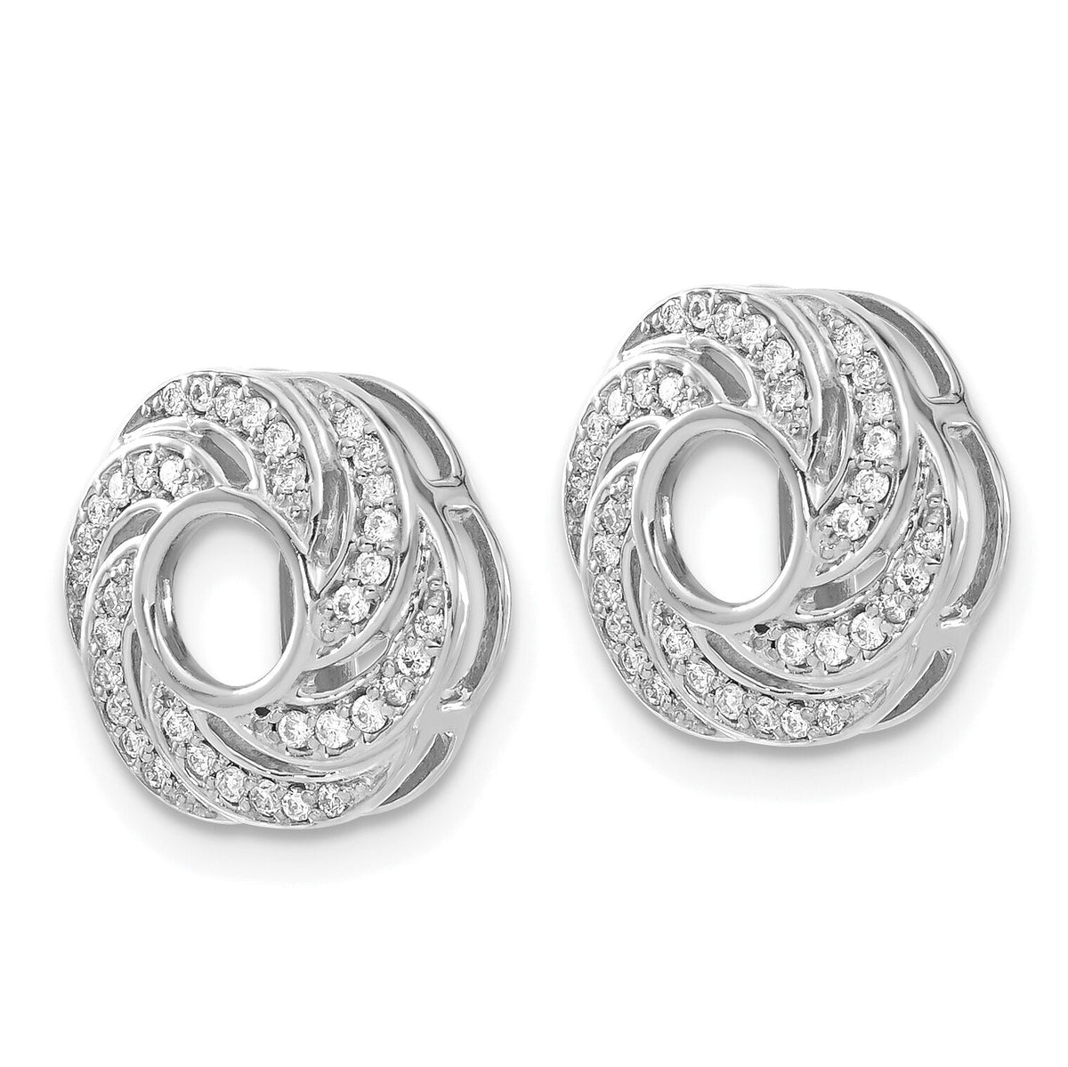 14k White Gold Swirl Diamond Jacket Earrings-EJM5326-025-WA