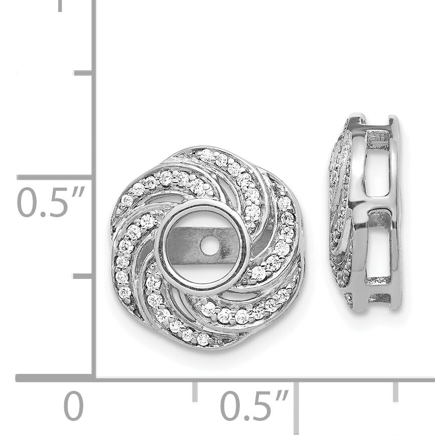 14k White Gold Swirl Diamond Jacket Earrings-EJM5326-025-WA