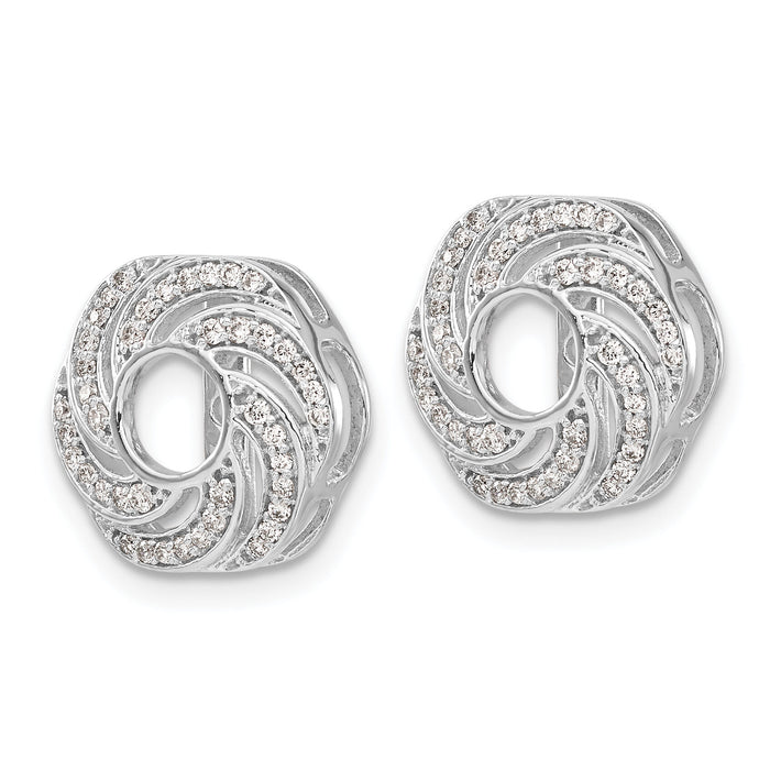 14k White Gold Swirl Diamond Jacket Earrings-EJM5326-033-WA