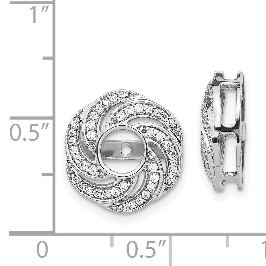 14k White Gold Swirl Diamond Jacket Earrings-EJM5326-033-WA