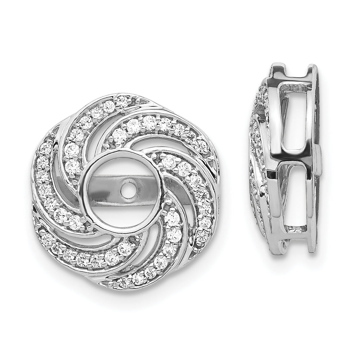 14k White Gold Swirl Diamond Jacket Earrings-EJM5326-033-WA