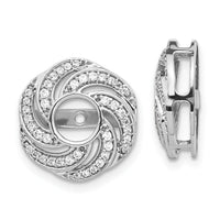 14k White Gold Swirl Diamond Jacket Earrings-EJM5326-033-WA