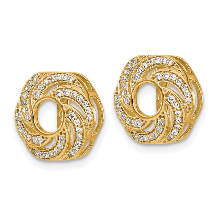 14k Yellow Gold Swirl Diamond Jacket Earrings-EJM5326-033-YA