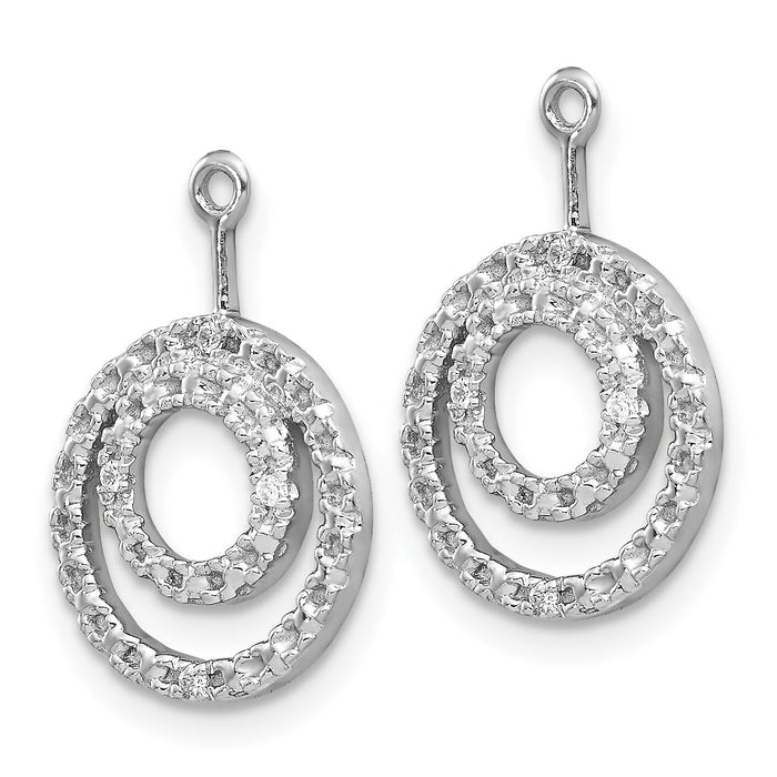 14k White Gold Double Circle Diamond Earring Jackets-EJM5333-003-WA