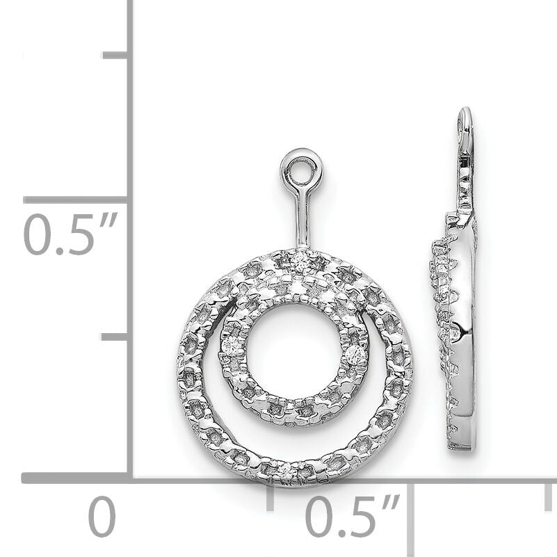 14k White Gold Double Circle Diamond Earring Jackets-EJM5333-003-WA