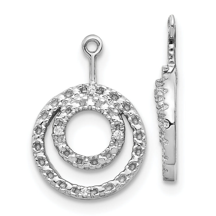 14k White Gold Double Circle Diamond Earring Jackets-EJM5333-003-WA