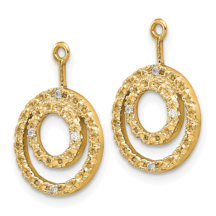14k Double Circle Diamond Earring Jackets-EJM5333-003-YA