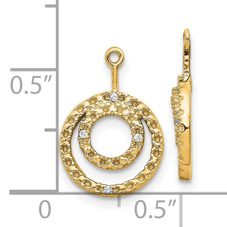 14k Double Circle Diamond Earring Jackets-EJM5333-003-YA