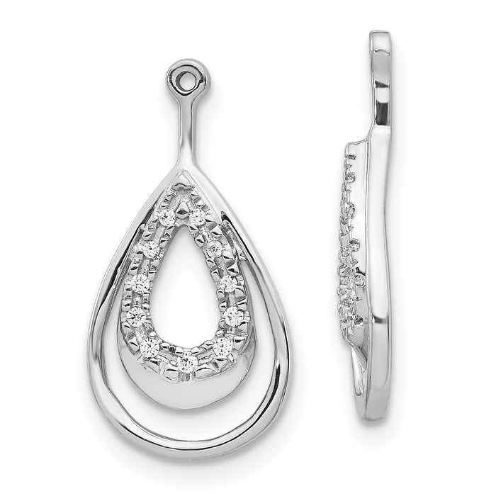 14k White Gold Double Teardrop Diamond Earring Jackets-EJM5335-008-WA