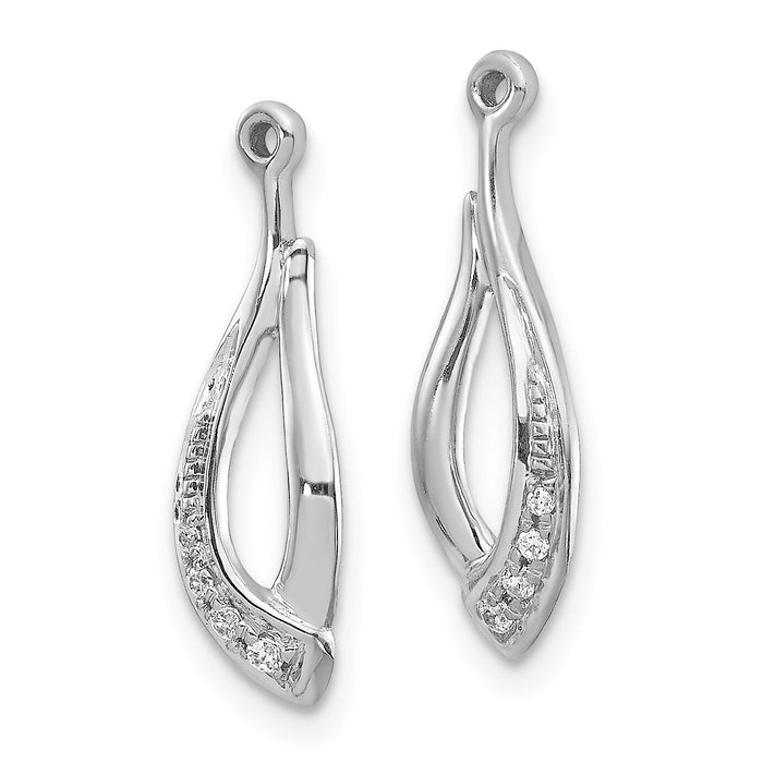 14k White Gold Twisted Teardrop Diamond Earring Jackets-EJM5336-004-WA