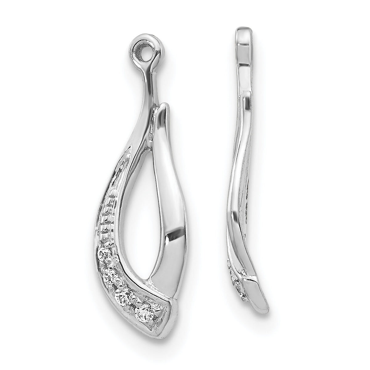 14k White Gold Twisted Teardrop Diamond Earring Jackets-EJM5336-004-WA