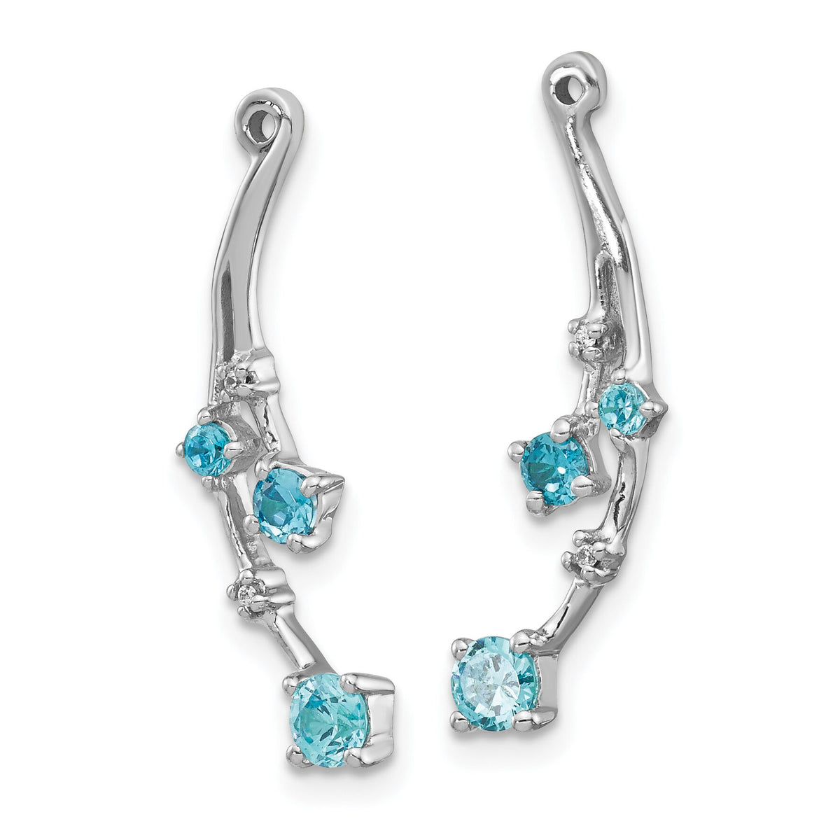 14k White Gold Diamond and Blue Topaz Dangle Earring Jackets-EJM5342-BT-001-WA