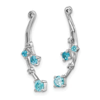 14k White Gold Diamond and Blue Topaz Dangle Earring Jackets-EJM5342-BT-001-WA