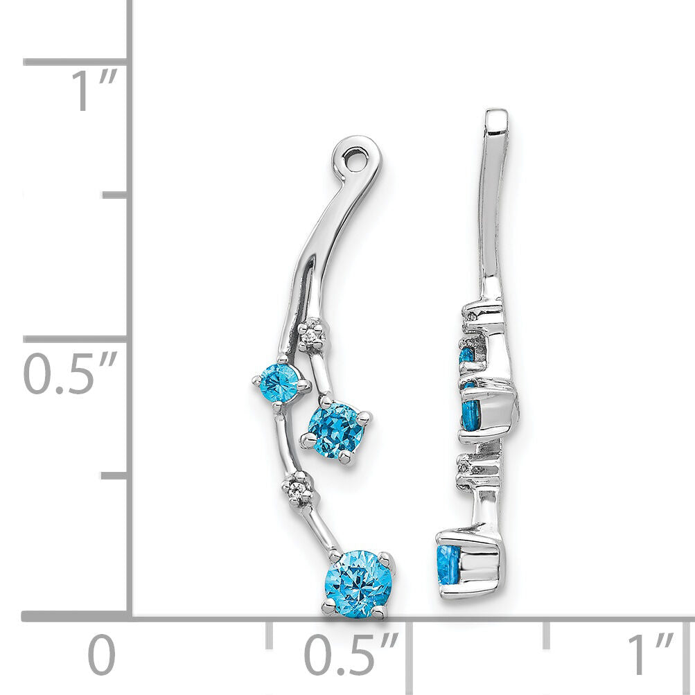 14k White Gold Diamond and Blue Topaz Dangle Earring Jackets-EJM5342-BT-001-WA