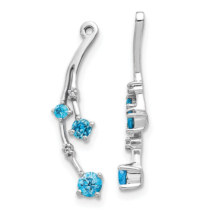 14k White Gold Diamond and Blue Topaz Dangle Earring Jackets-EJM5342-BT-001-WA