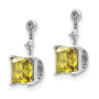 14k White Gold Diamond and Square Peridot Earring Jackets-EJM5345-PE-001-WA