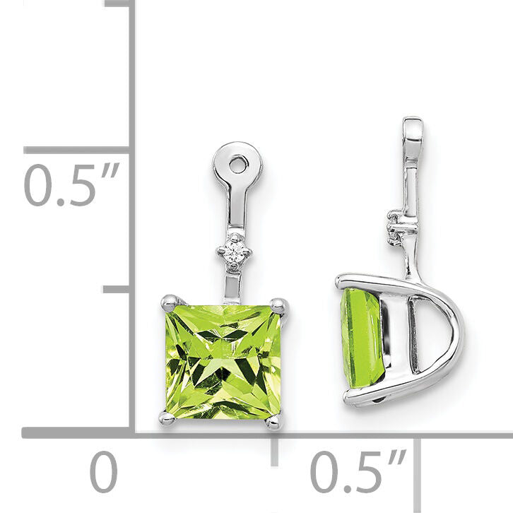 14k White Gold Diamond and Square Peridot Earring Jackets-EJM5345-PE-001-WA